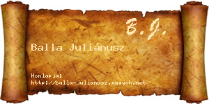 Balla Juliánusz névjegykártya